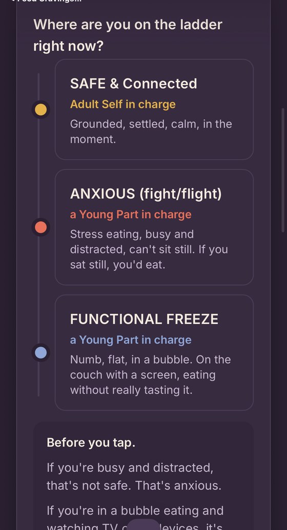 The app's nervous system ladder: safe, anxious, freeze